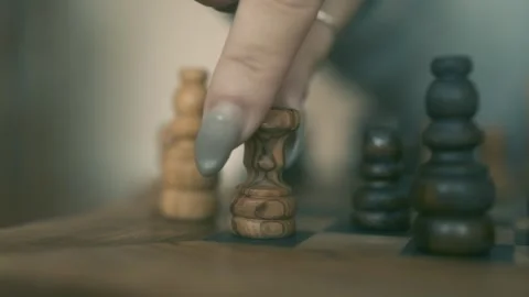 Chess Board Moving A Rook Stock Footage 284880452