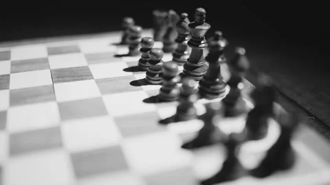 Chess board overview panning over line up 스톡 동영상 262007947