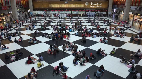 Chess board pattern, abstract view of Taipei station, infrastructure Taiwan 動画素材 60699473