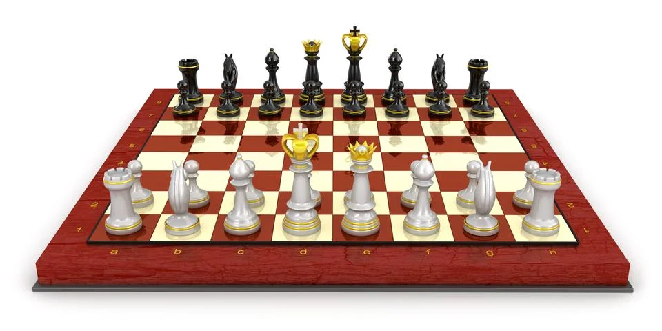 Chess board set up to begin a game Illustrazione stock