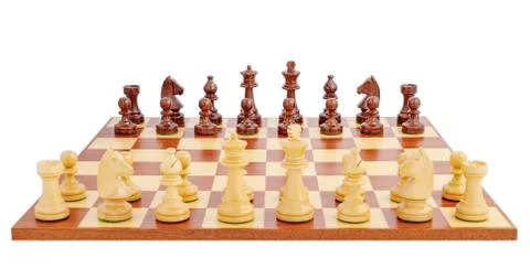 Chess board set up to begin a game Stock Photos