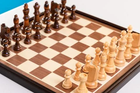 Chess Board on Table Stock Photos