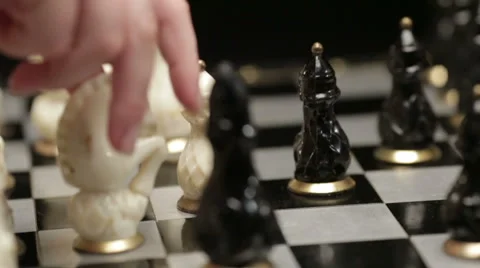 Chess board with two players closeup fail Stock Footage 57763714