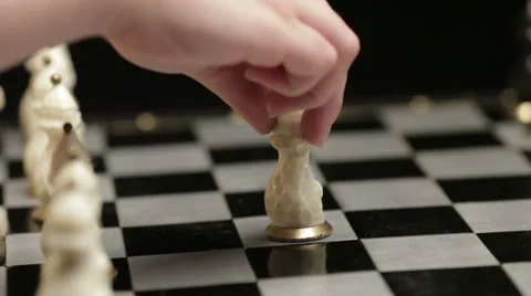Chess board with two players closeup Stock Footage 57763726