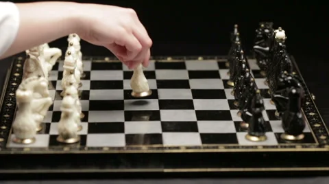 Chess board with two players Stock Footage 57763727