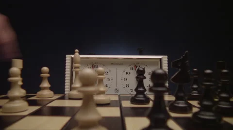 Chess boards and chess pieces game clock Stock-Footage 59010921