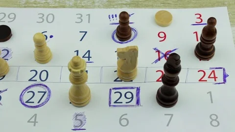 Chess on calendar numbers Stock Footage 82011302
