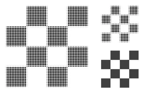Chess Cells Halftone Dotted Icon 스톡 일러스트