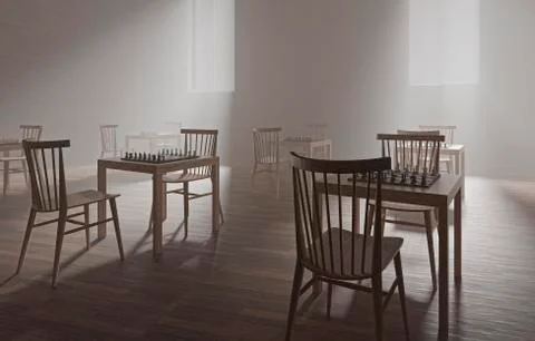 Chess championship room . 3d rendering . 3d illustration Stock Illustration