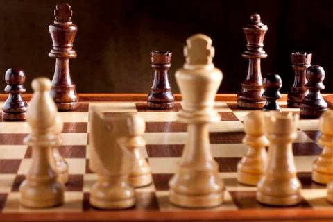 Chess on Chessboard Stock Photos