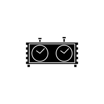 Chess clock icon white on a black background Stock Illustration