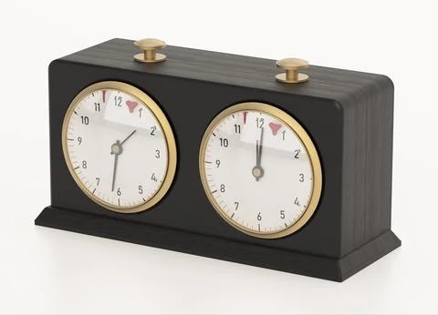 Chess clock isolated on white background. 3D illustration Ilustração Stock