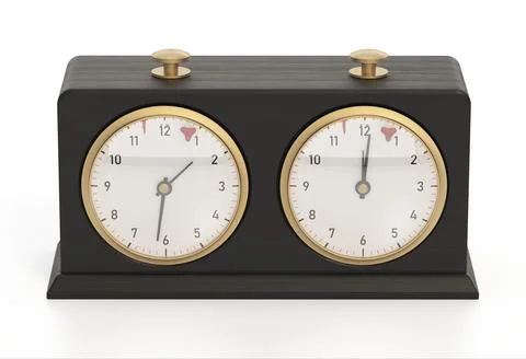 Chess clock isolated on white background. 3D illustration Illustrazione stock