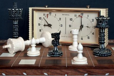Chess with clock. Stock Photos