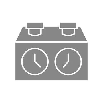 Chess clock, stopwatch, timer gray icon. Board game, table entertainment symbol Stock Illustration