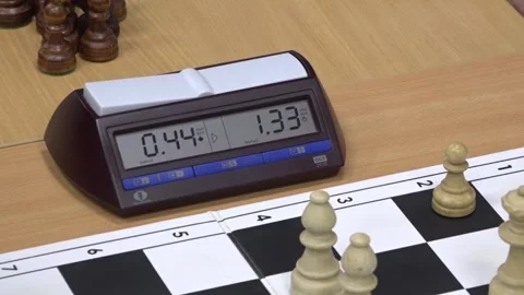 Chess clock used to measure time during a chess match. Stock-Footage 332807574