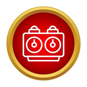 Chess clock vector icon in red circle Stock Illustration