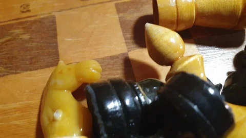 Chess in the close-up. Chess pieces on a chessboard. Stock Footage 119232247
