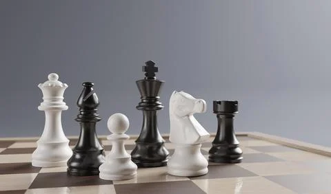 Chess Competition, game, war, emulation and planning concept, 3D render Stock Illustration