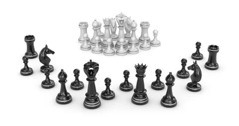 Chess concept - white team under attack Stock-Illustration