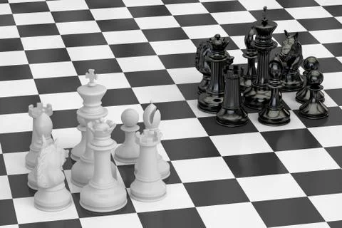 Chess, confrontation and conquest concept. 3D rendering Stock Illustration