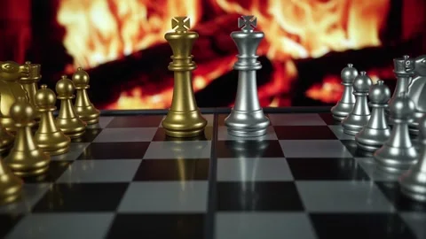 Chess Duel Kings Under Fire. Stock Footage 302549609