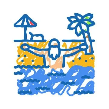 Chess elderly leisure icon doodle illustration Stock Illustration