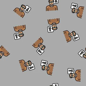 Chess elderly leisure vector seamless pattern Stock Illustration