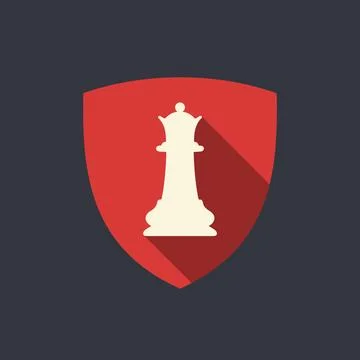 Chess emblem. Shield with chess queen vector illustration. Stock Illustration