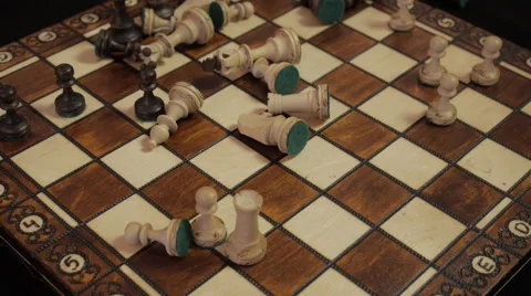 Chess. The end of the game.  Empty chess Board. To remove chess. Stock-Footage 40587068