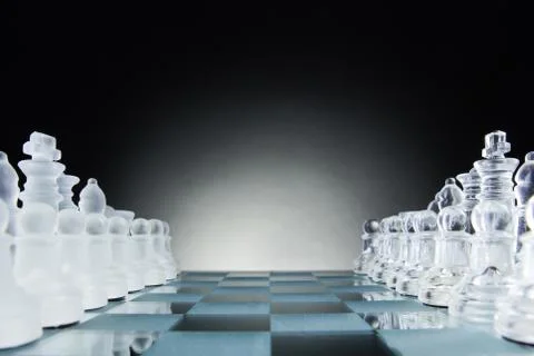 Chess face to face, first step. Copy space for text Foto stock