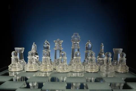 Chess face to face, first step. Copy space for text Foto stock
