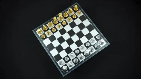 Chess Fight Gold vs Silver On Black Background. Video stock 302549752