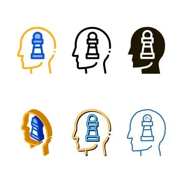 Chess figure head icon vector modern outline Stock Illustration