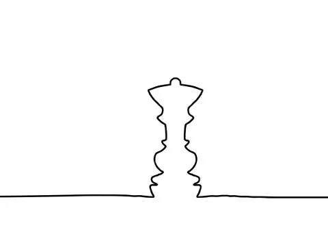 Chess figure of the queen. Continuous line drawing. Beautiful design for black Stock Illustration