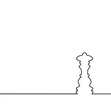 Chess figure of the queen. Continuous line drawing. Beautiful design for black Illustrazione stock