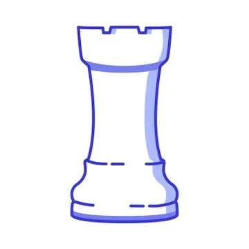Chess figure rook. Flat vector line art.Board game.Isolated on white backgrou Stock Illustration