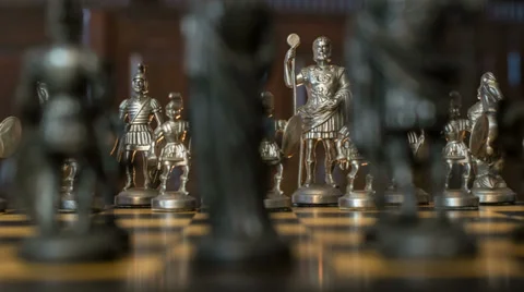 Chess figures arc dolly DOV bluish background 11352 Stock Footage 38156514