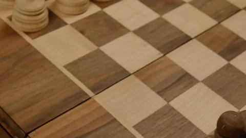Chess figures on a board. close up view. spinning around Stock Footage 147071421