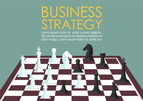Chess figures on a chess board infographic Stock Illustration