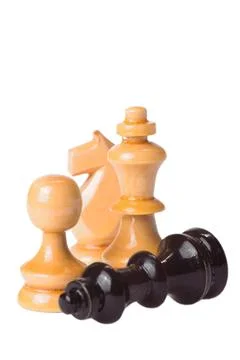 Chess board with figures in white background, Stock image