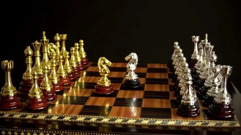 Chess Figures On A Chessboard On A Black Background. Stock Footage 84273059
