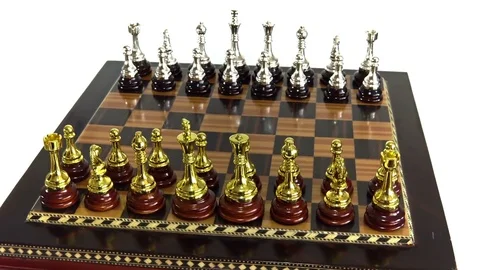 Chess Figures On The Chessboard On The White Background. Stock Footage 83689901