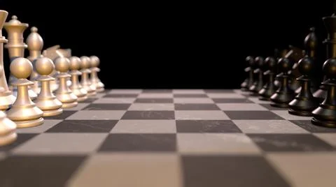 Chess figures on a dark background. Selective focus 3d-rendering Stock Photos