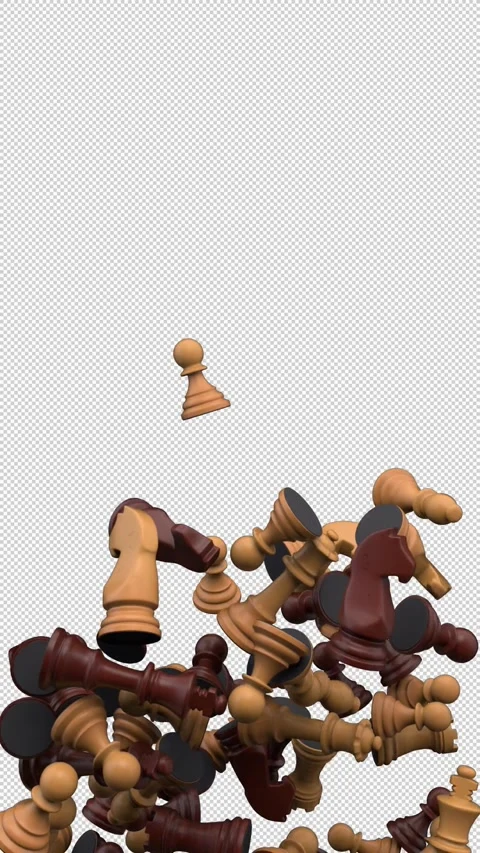 Chess figures fountain – 3d render with alpha channel. Stock Footage 293669660