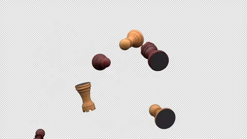 Chess figures fountain – 3d render with alpha channel. 動画素材 333822059