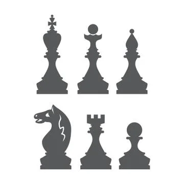 Chess figures king, queen, bishop, knight, rook, pawn. Stock Illustration