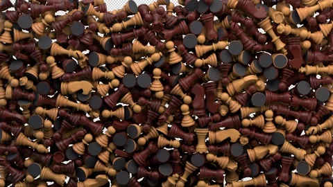 Chess figures transition – 3d render with alpha channel. Stock Footage 268807167