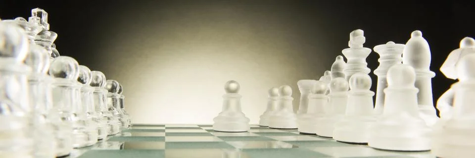 Chess. First step. Copy space for text Stock-Fotos