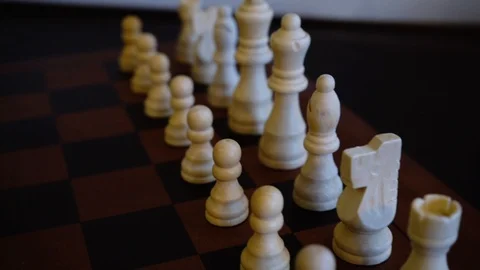 Chess Full Board Pan with Focus on White Pieces Video stock 124339201